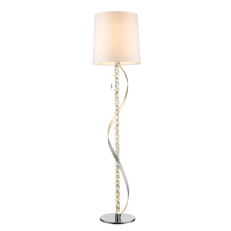 TRIO Lampadaire intérieur chrome et blanc CANNES II - Pas cher