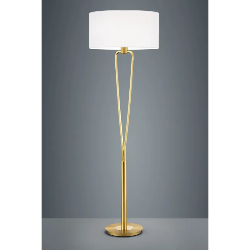 TRIO Lampadaire intérieur laiton mat et blanc PARIS II - Pas cher