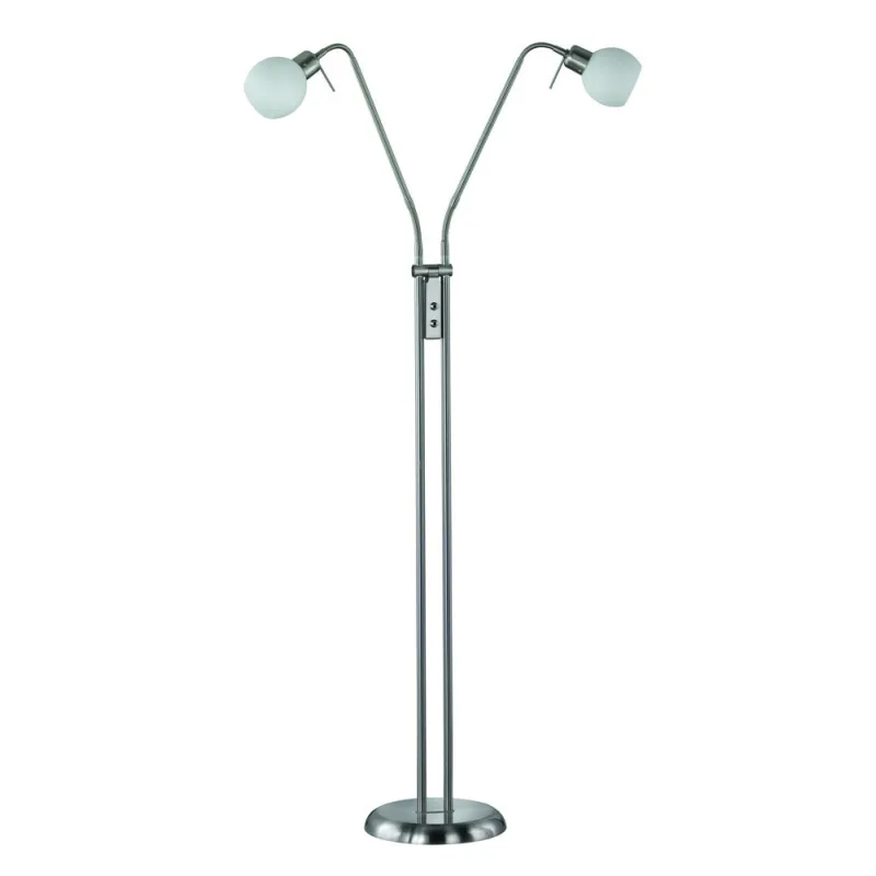 TRIO Lampadaire intérieur nickel mat et blanc FREDDY - Pas cher
