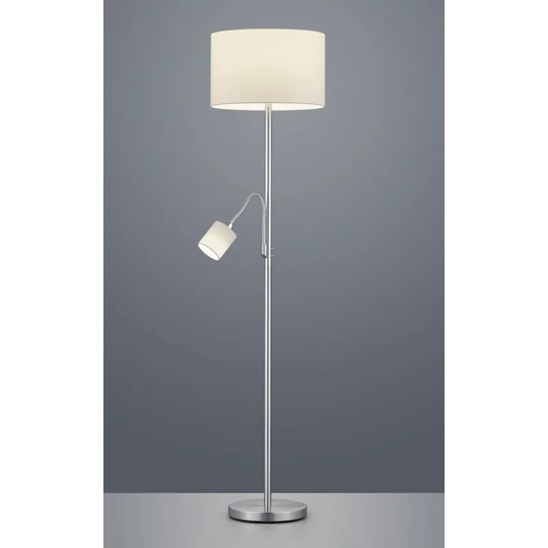 TRIO Lampadaire intérieur nickel mat et blanc HOTEL - Pas cher