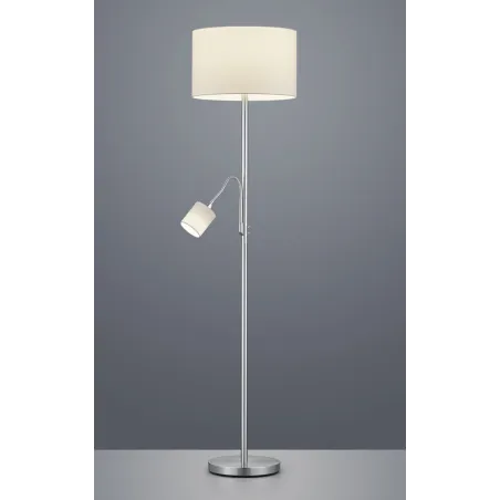 TRIO Lampadaire intérieur nickel mat et blanc HOTEL - Pas cher