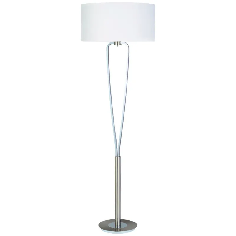 TRIO Lampadaire intérieur nickel mat et blanc PARIS II - Pas cher