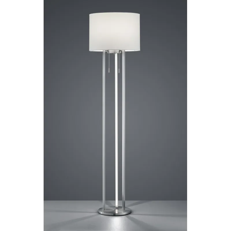 TRIO Lampadaire intérieur nickel mat et blanc TANDORI - Pas cher