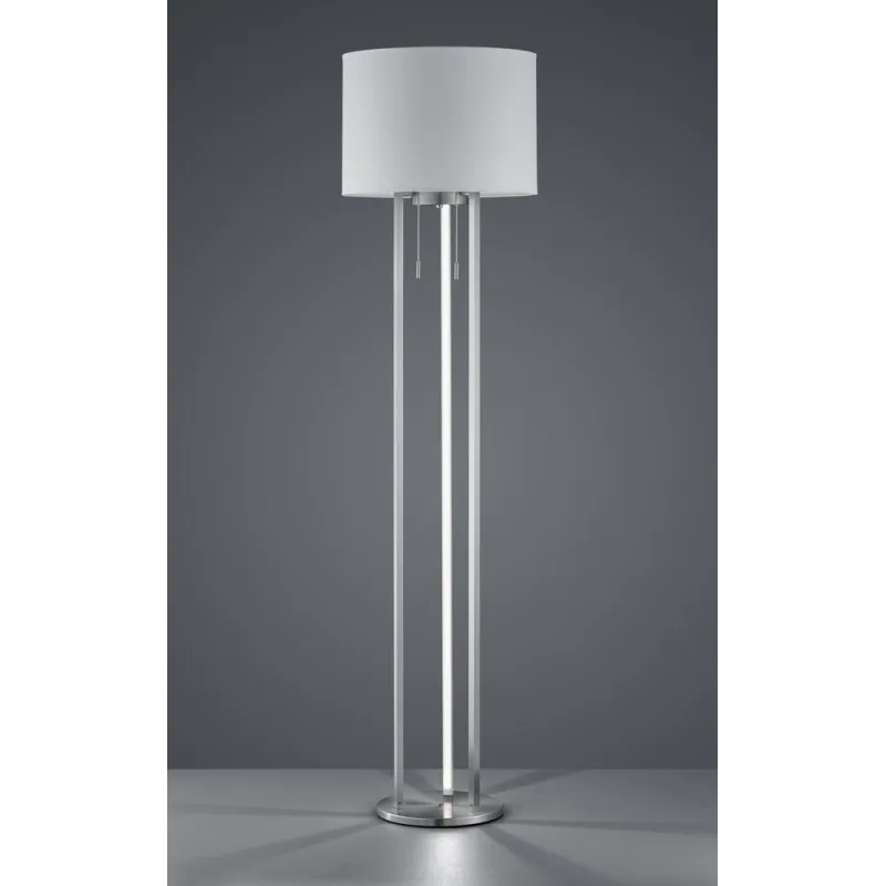 TRIO Lampadaire intérieur nickel mat et blanc TANDORI - Pas cher