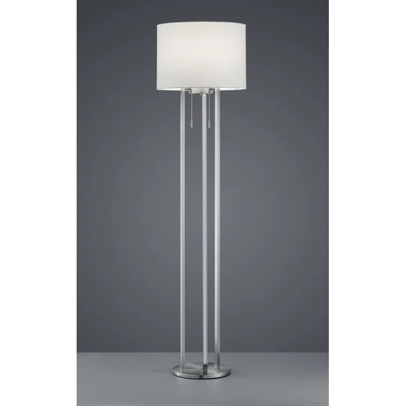 TRIO Lampadaire intérieur nickel mat et blanc TANDORI - Pas cher