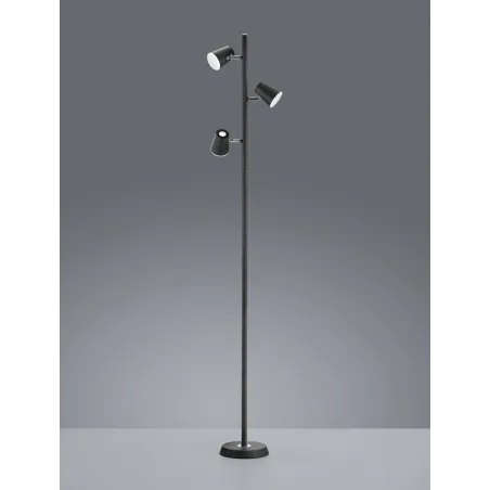 TRIO Lampadaire intérieur noir mat et blanc NARCOS - Pas cher