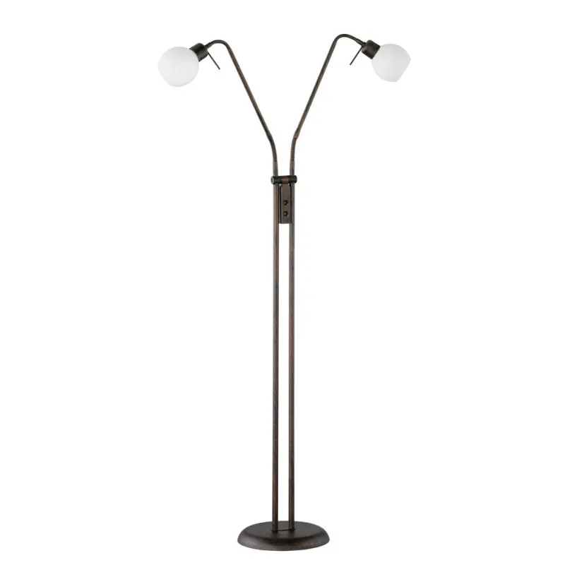 TRIO Lampadaire intérieur rouille antique et blanc FREDDY - Pas cher