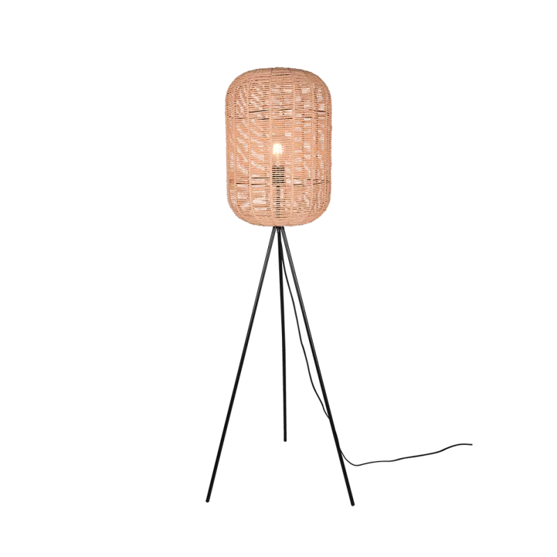 TRIO Lampadaire intérieur noir mat et brun RUNA - Pas cher
