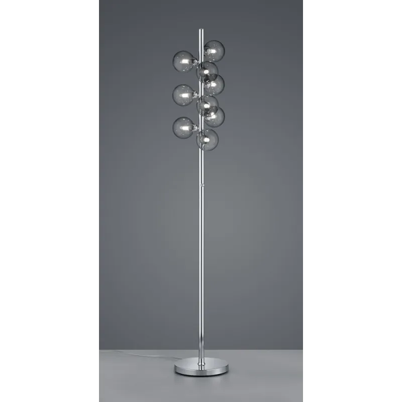 TRIO Lampadaire intérieur chrome et fumé ALICIA - Pas cher