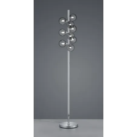 TRIO Lampadaire intérieur chrome et fumé ALICIA - Pas cher