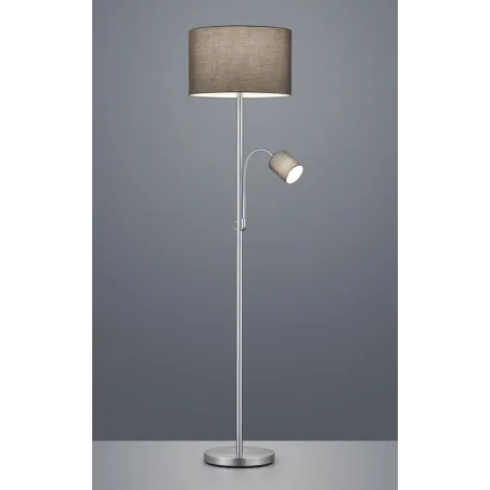 TRIO Lampadaire intérieur nickel mat et gris HOTEL - Pas cher