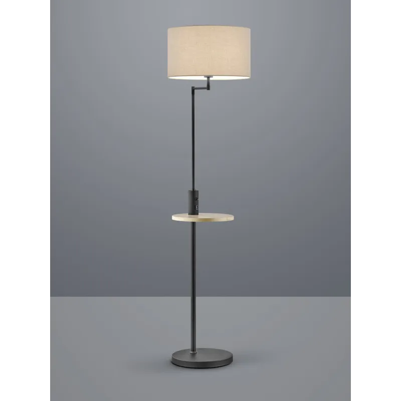 TRIO Lampadaire intérieur noir mat et gris CLAAS - Pas cher