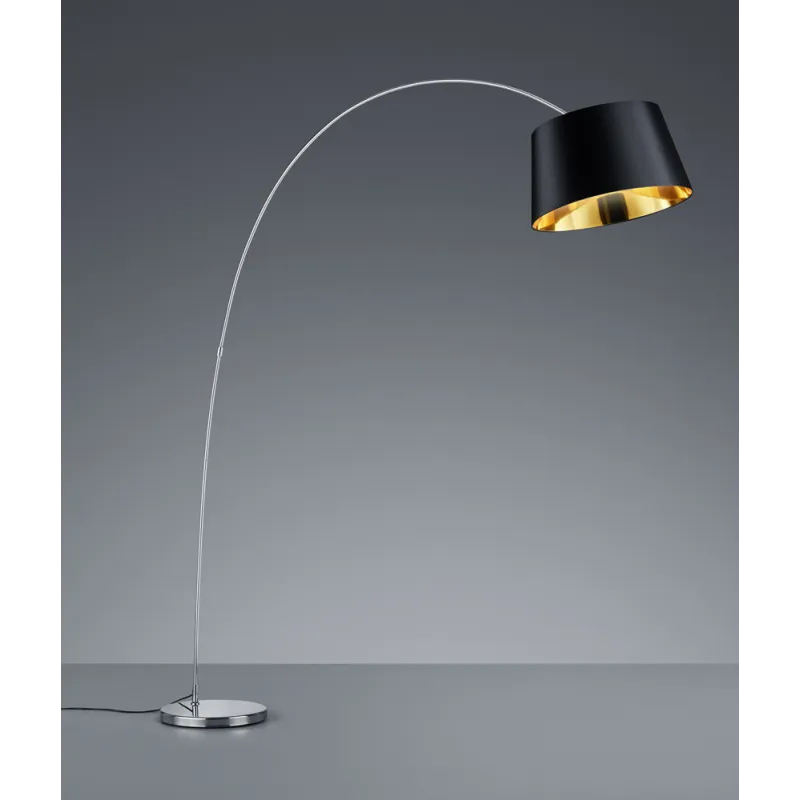 TRIO Lampadaire intérieur chrome et noir LINZ - Pas cher