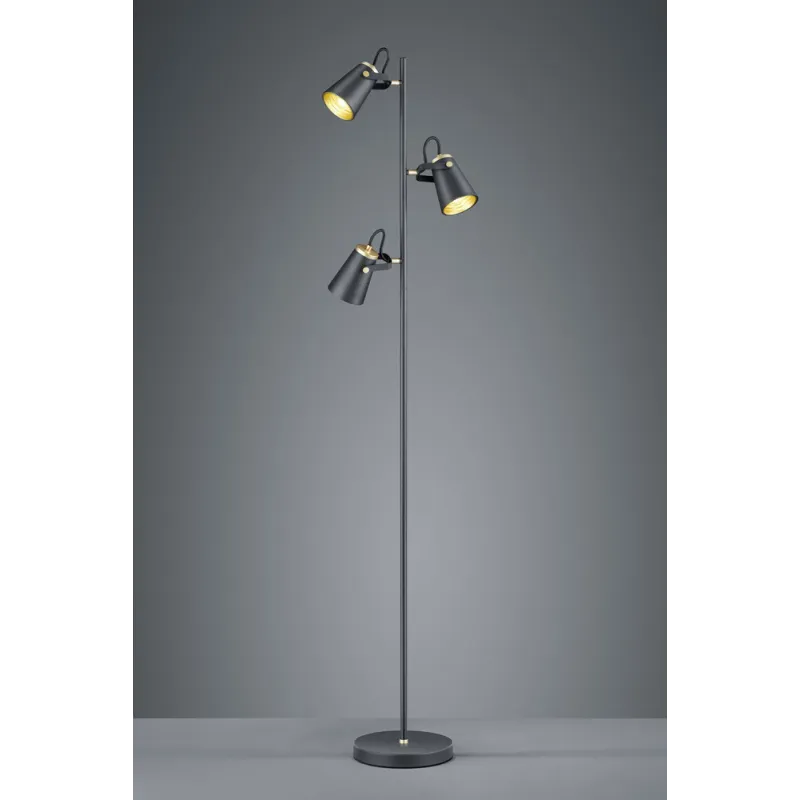 TRIO Lampadaire intérieur noir mat EDWARD - Pas cher