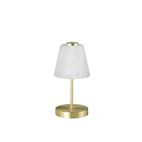 TRIO Lampe de table intérieur laiton mat et albâtre EMMY - Pas cher