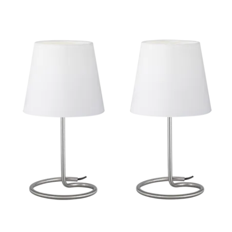 TRIO Lampe de table intérieur nickel mat et blanc TWIN - Pas cher