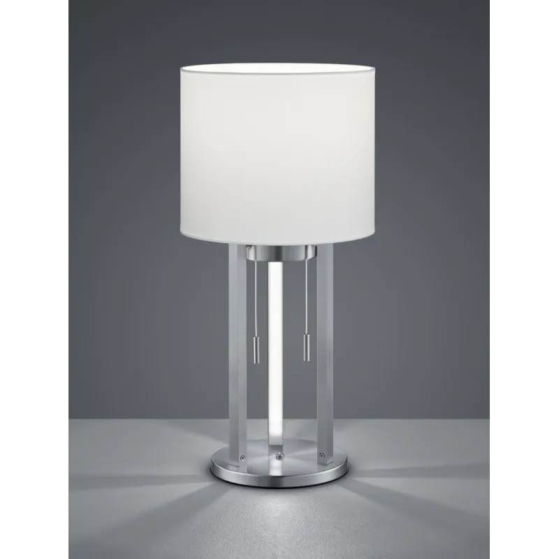 TRIO Lampe de table intérieur nickel mat et blanc TANDORI - Pas cher