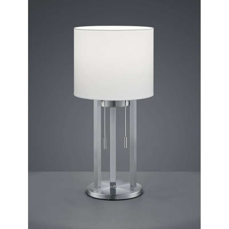 TRIO Lampe de table intérieur nickel mat et blanc TANDORI - Pas cher