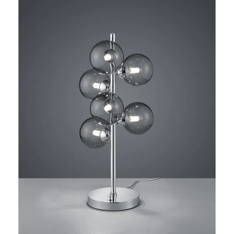 TRIO Lampe de table intérieur chrome et fumé ALICIA - Pas cher