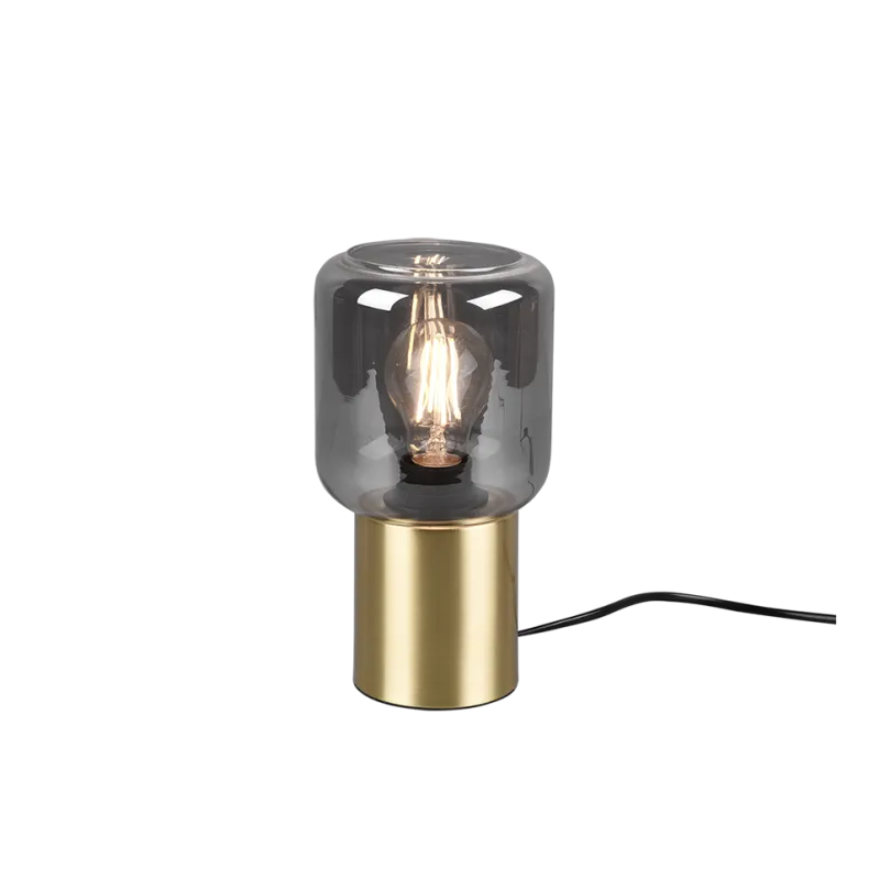 TRIO Lampe de table intérieur laiton mat et fumé NICO - Pas cher