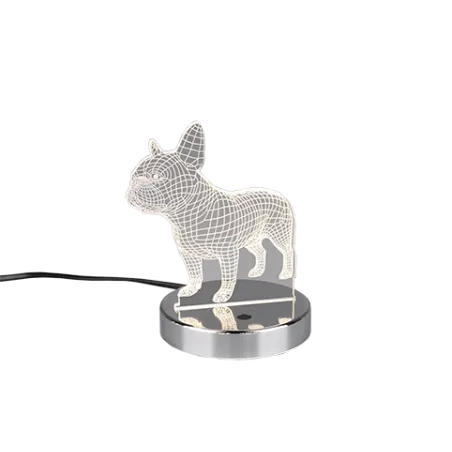 TRIO Lampe de table intérieur chrome et transparent claire DOG - Pa...