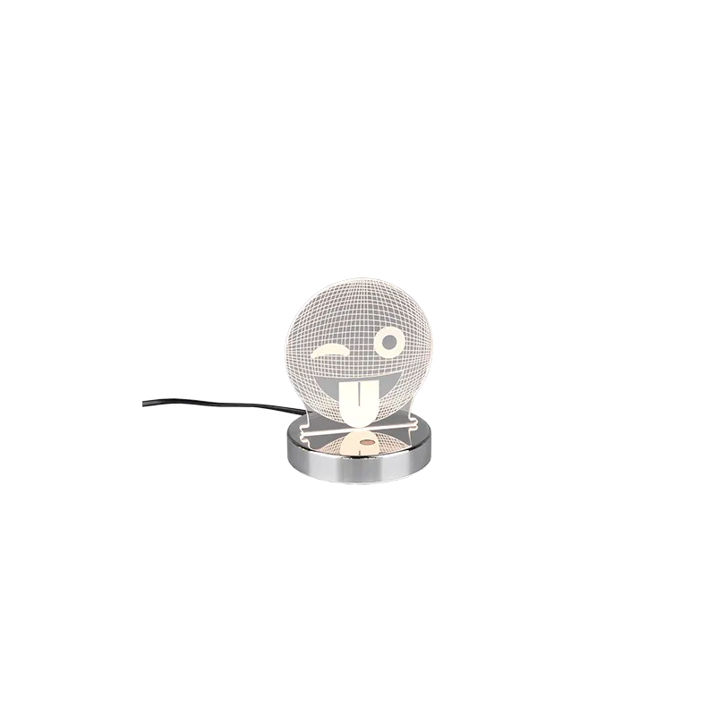 TRIO Lampe de table intérieur chrome et transparent claire SMILEY -...