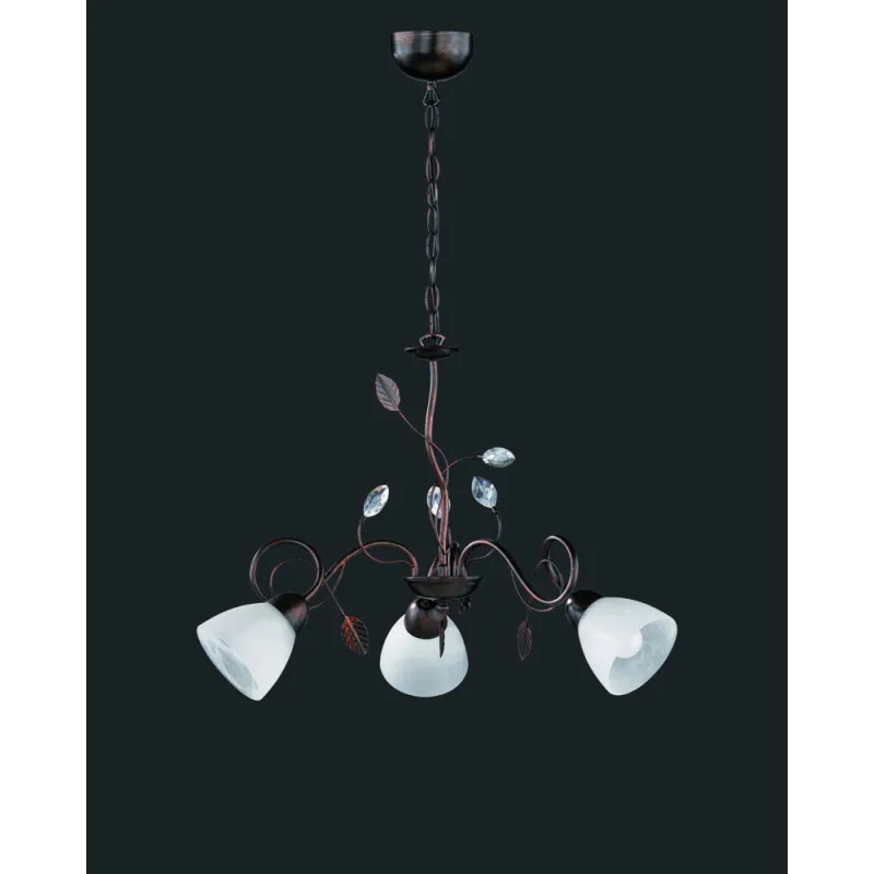 TRIO Lustre intérieur rouille antique et albâtre TRADITIO - Pas cher