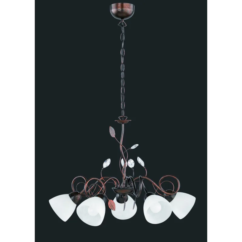 TRIO Lustre intérieur rouille antique et albâtre TRADITIO - Pas cher