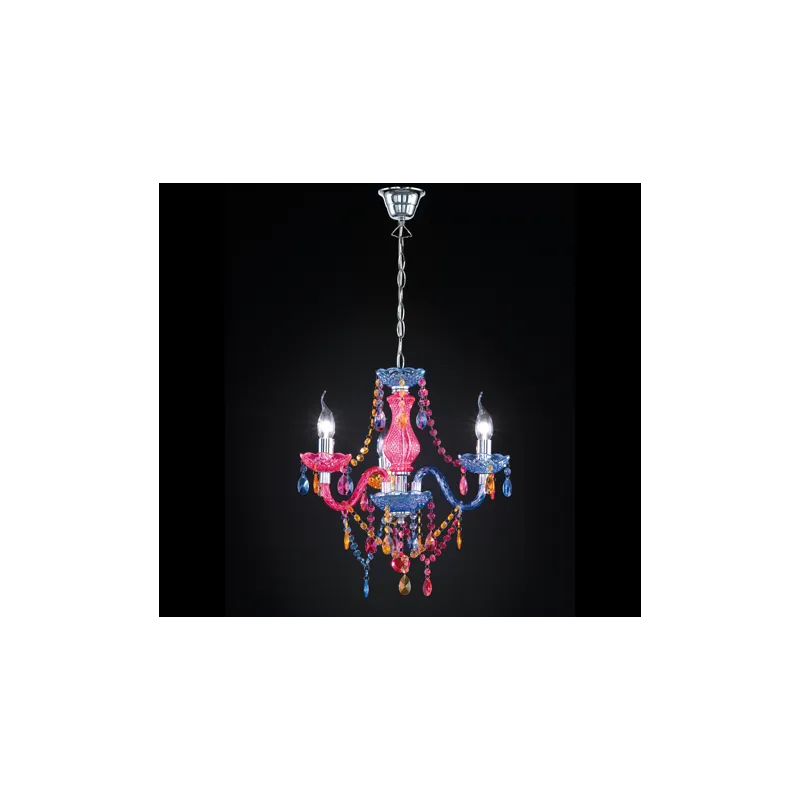 TRIO Lustre intérieur chrome et multicouleur LÜSTER - Pas cher