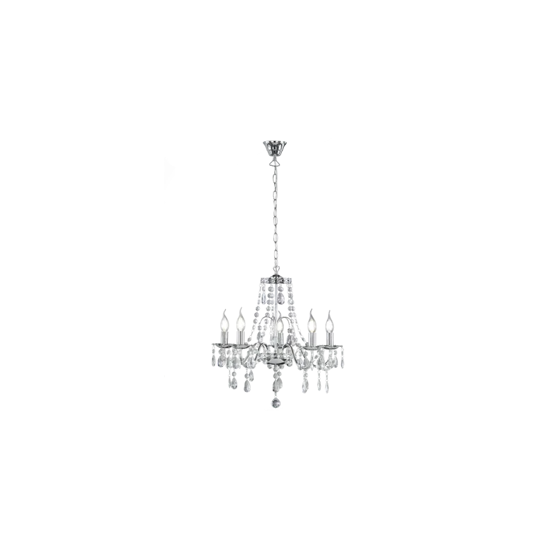 TRIO Lustre intérieur chrome et transparent claire BAROQUE - Pas cher