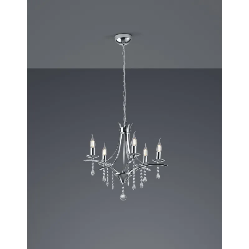TRIO Lustre intérieur chrome LUCERNA - Pas cher