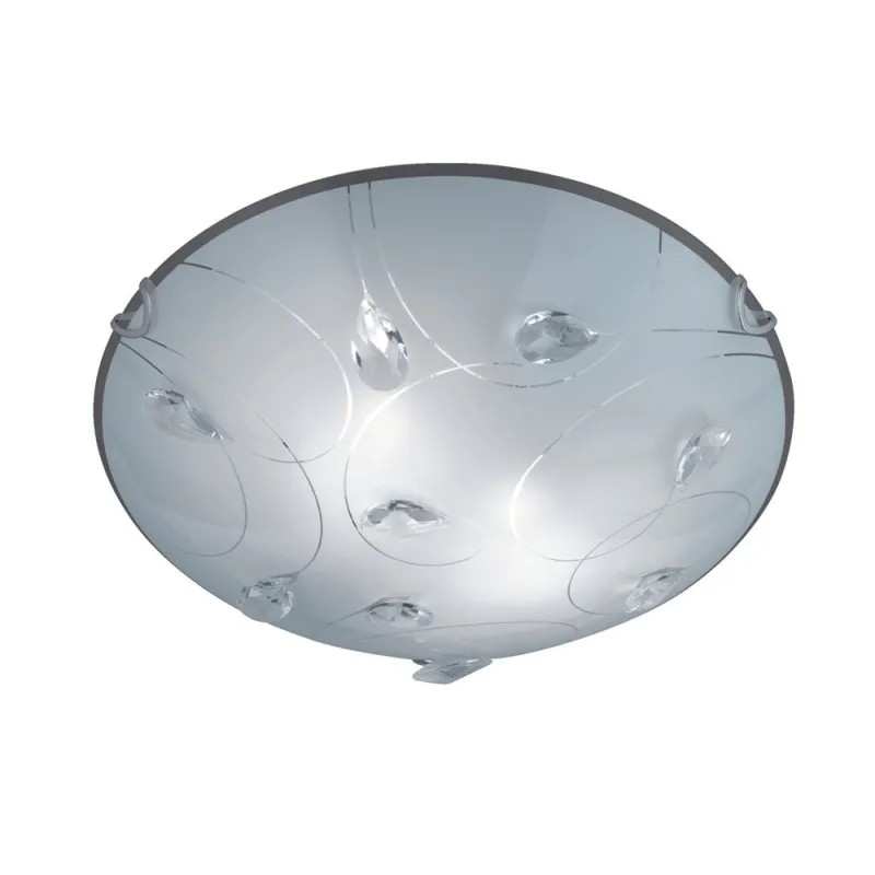 TRIO Plafonnier intérieur chrome et blanc CARBONADO - Pas cher
