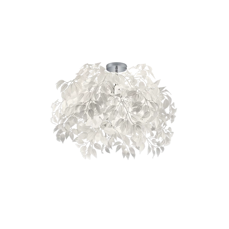 TRIO Plafonnier intérieur chrome et blanc LEAVY - Pas cher