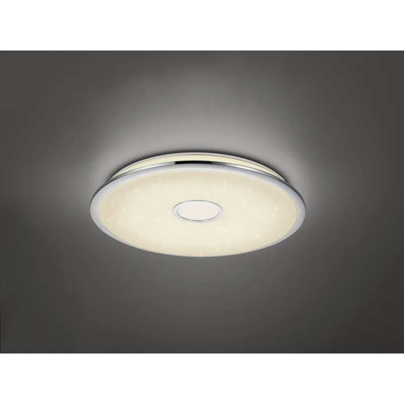 TRIO Plafonnier intérieur chrome et blanc OSAKA - Pas cher