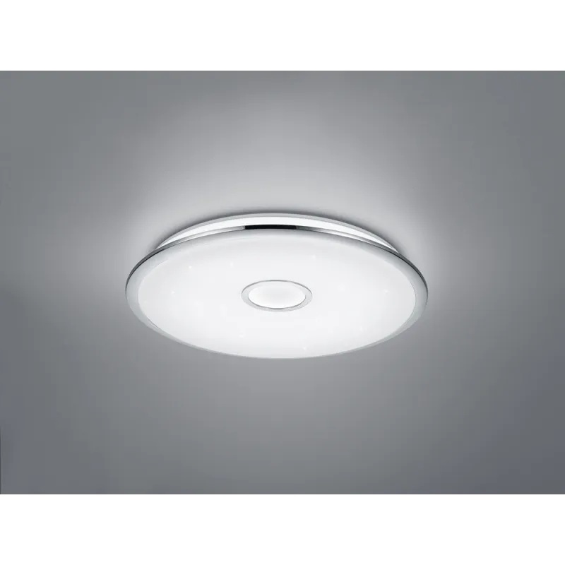 TRIO Plafonnier intérieur chrome et blanc OSAKA - Pas cher