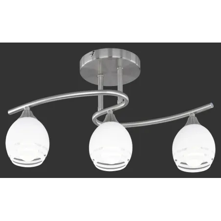 TRIO Plafonnier intérieur nickel mat et blanc CURVA - Pas cher