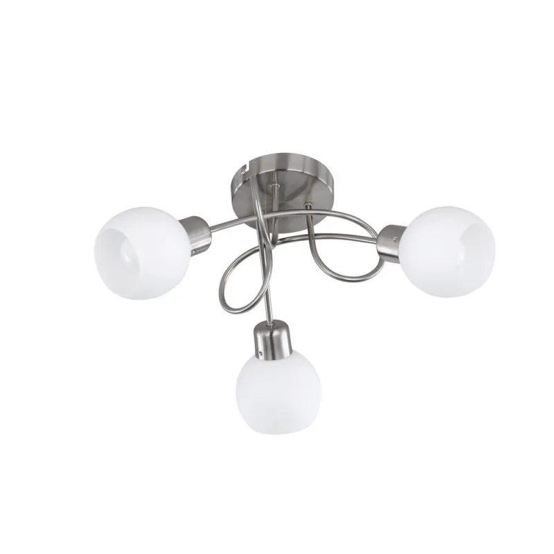 TRIO Plafonnier intérieur nickel mat et blanc FREDDY - Pas cher
