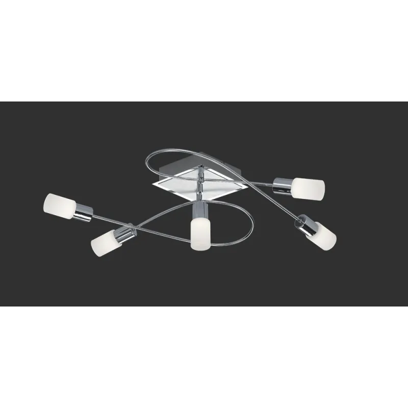 TRIO Plafonnier intérieur chrome et blanc balayé CLAPTON - Pas cher