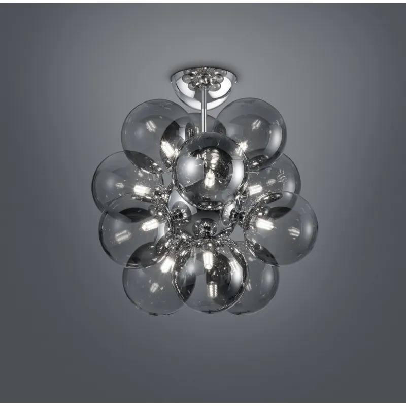 TRIO Plafonnier intérieur chrome et fumé ALICIA - Pas cher