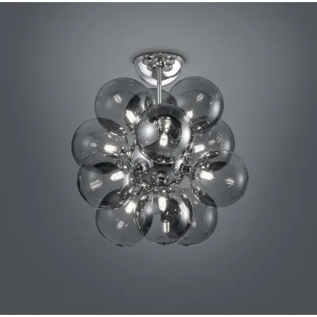TRIO Plafonnier intérieur chrome et fumé ALICIA - Pas cher