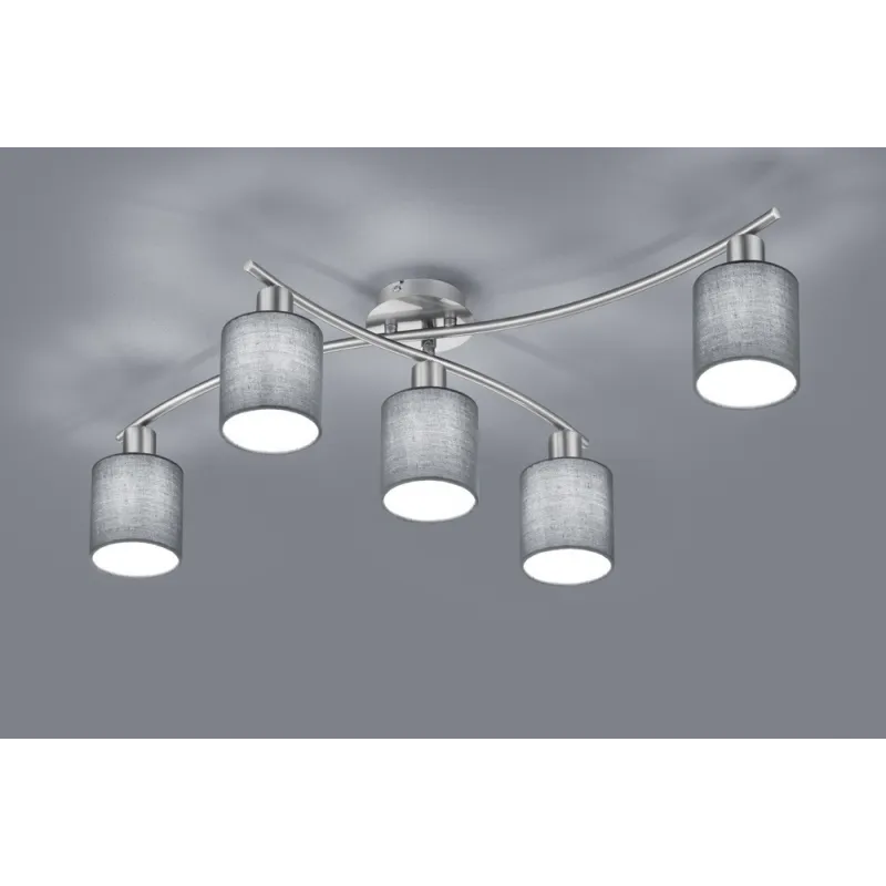 TRIO Plafonnier intérieur nickel mat et gris GARDA - Pas cher