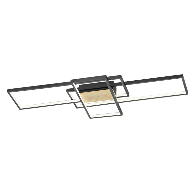 TRIO Plafonnier intérieur noir mat et holz nachbildung TUCSON - Pas...