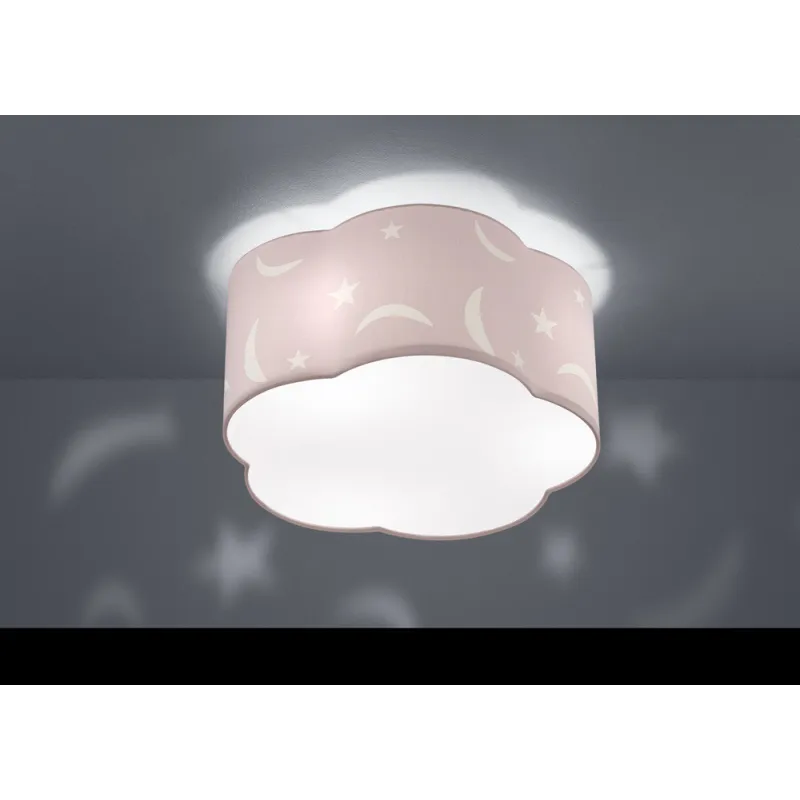 TRIO Plafonnier intérieur blanc et rose pastel MOONY - Pas cher