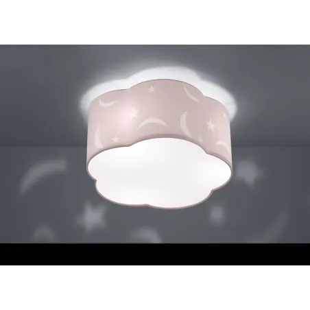TRIO Plafonnier intérieur blanc et rose pastel MOONY - Pas cher
