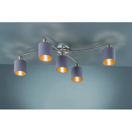 TRIO Plafonnier intérieur nickel mat et taupe GARDA - Pas cher