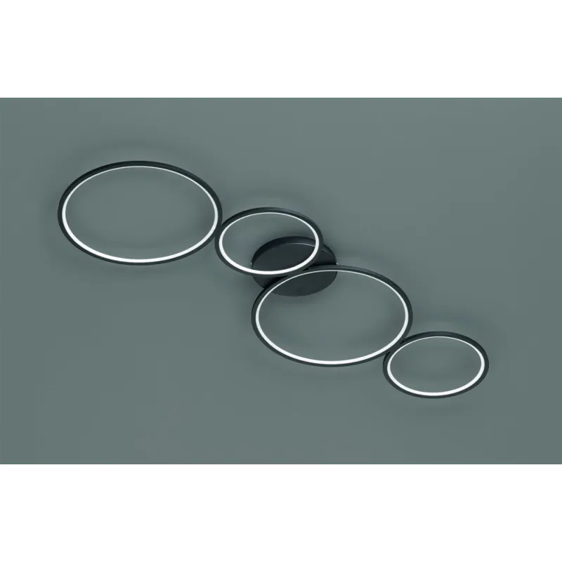 TRIO Plafonnier intérieur noir mat RONDO - Pas cher