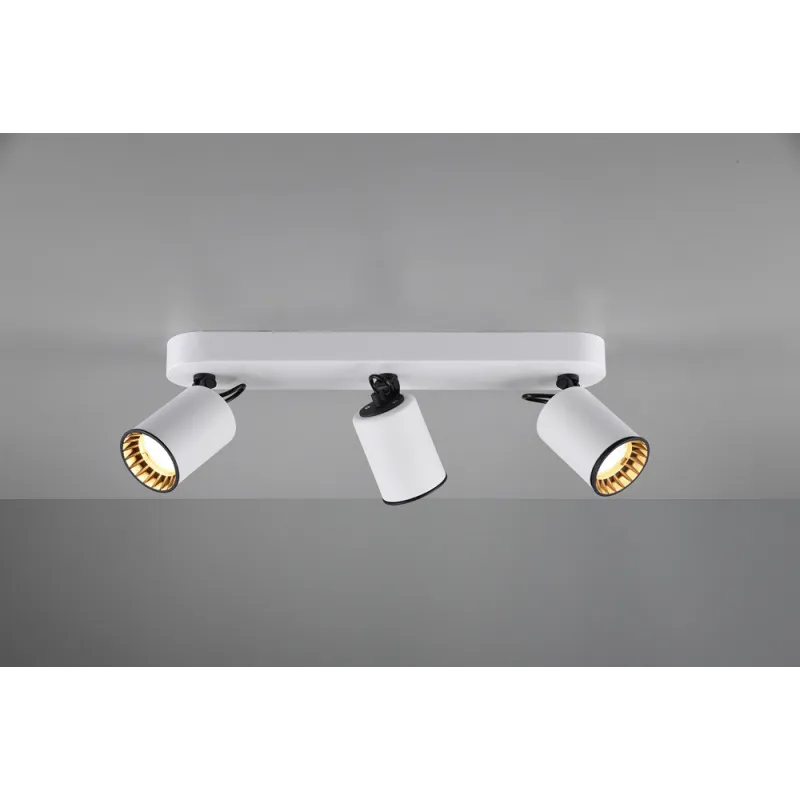 TRIO Spot intérieur blanc mat et noir PAGO - Pas cher