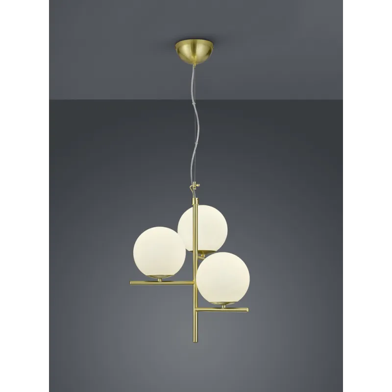 TRIO Suspension intérieur laiton mat et blanc PURE - Pas cher