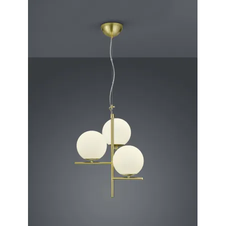 TRIO Suspension intérieur laiton mat et blanc PURE - Pas cher