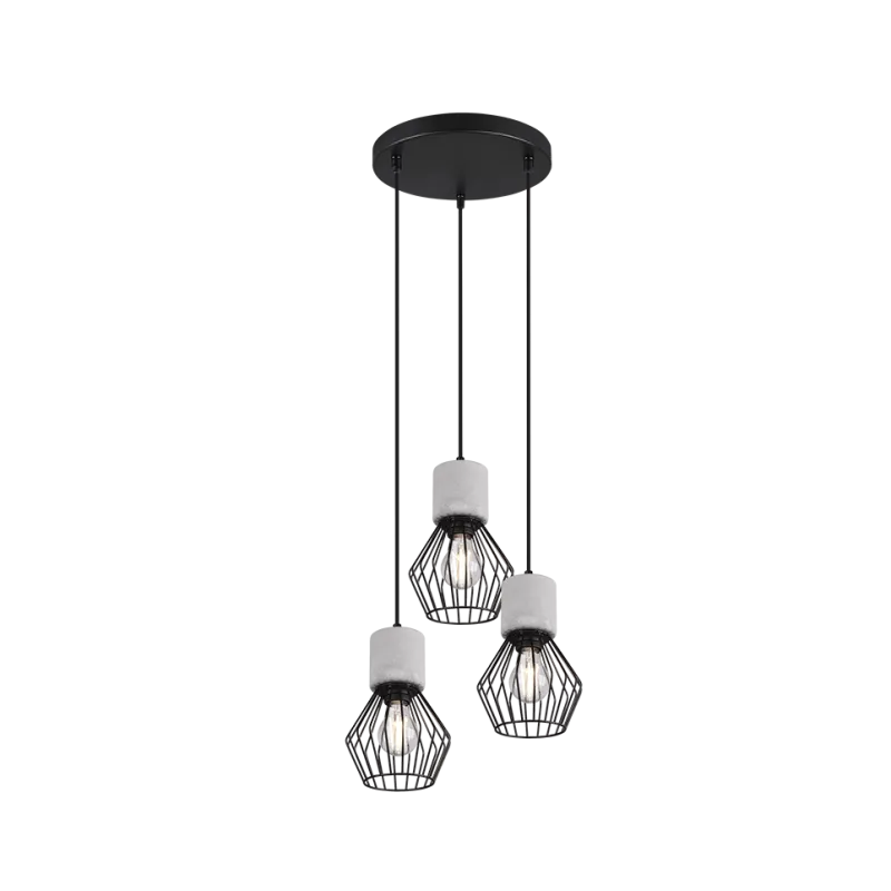 TRIO Suspension intérieur noir mat et couleur beton JAMIRO - Pas cher